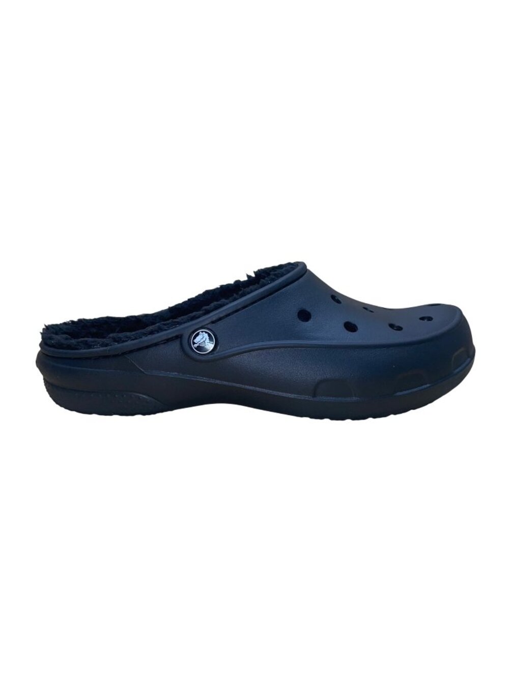 Crocs Women’s Black Fuzzy Lined Winter Comfort Slip-On  Mule Clogs Size 10